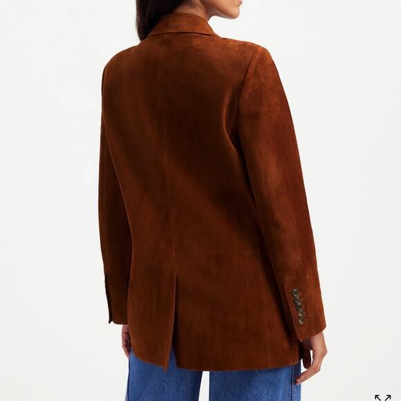 Madewell Women’s The Kline Leather Blazer Size 2 Soft Mohagany - Picture 10 of 16